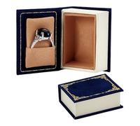NBEADS 2Pcs Book Shaped Ring Box, Microfiber Vintage Engagement Ring Box with Hinged Lid Jewelry Gift Boxes for Proposal Engagement Wedding, 5.65x4.25x2.15cm, Dark Blue