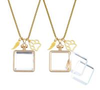 NBEADS 2Pcs Pet Fur Jewelry Keepsake Necklace, Pet Ashes Memorial Keepsake Urn Square Locket Pendant Necklace with Glass Cabochons for Dog Cat Portrait Memorial Jewelry Gift, Golden
