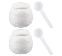 NBEADS 2Pcs Small Keepsake Urn for Human Ashes with 2Pcs Plastic Spoons, Ceramic Mini Cremation Urns for Ashes Adult for Cremation, Funeral, Burial, Home Handcrafted Keepsake, White, 66x65mm
