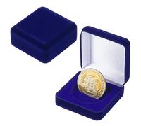 NBEADS 2PCS Square Coin Display Case, Midnight Blue Velvet Challenge Coin Presentation Display Box Coin Display Box for Commemorative Coins Medals, 6.85x6.55x2.85cm