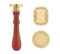 NBEADS 2Pcs Vintage Embossed Frame Wax Seal Stamp Kit, Rectangle & Oval 3D Flower Relief Photo Frame Seal Stamps with Wood Handle Retro Sealing Wax Stamp for Wedding Invitations, Letters