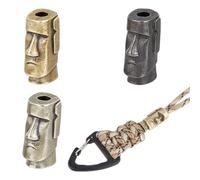 NBEADS 3 Pcs 3 Colors Paracord Beads, Brass Easter Island Head Lanyard Beads for EDC Pendant Flashlight Knuckles Bracelet Parachute Cord