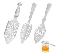NBEADS 3 Pcs 3 Sizes Stainless Steel Absinthe Spoons, Vintage Hollowed Spoon Fountain Dripper for Cocktail Glass Cup Bar