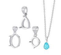 NBEADS 3 Pcs 3 Styles 925 Sterling Silver Pendant Blank, Tray Setting Pendant Base Support for Jewelry Necklace Making, Hole: 4.5-5x3-4mm