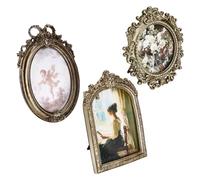 NBEADS 3 Pcs 3 Styles Vintage Resin Frames, Gold Ornate Antique Picture Frames Mini Frames for Tabletop Display Wall Hanging Home Decor, 6.3x6/10x6.8/9.4x6.5/160x156mm/253x173mm/240x165mm