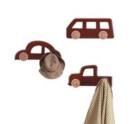 NBEADS 3 Pcs 3 Styles Wooden Wall Clothes Holder, Density Board Car Shaped Coat Rack Heavy Duty for Bathroom Bedroom Door Entrance Decoration Hanging Coats Hats Bags Towels Keys