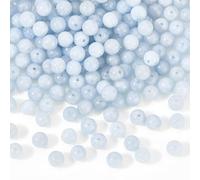 NBEADS 3 Strands About 180 Pcs Natural Stone Beads, 6mm Blue Chalcedony Round Loose Beads Strands Imitation Aquamarine Gemstone Bead Charms for Necklace Bracelet Jewelry Making