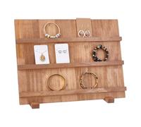 NBEADS 3 Tier Earring Card Display Stands, Wooden Jewelry Display Stand Rack Removable Shelves Rack Earring Display Holder for Displaying Selling Bookmarks Stickers Jewelry Keychains, 39.5x14x29cm
