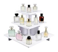 NBEADS 3-Tier PVC Display Riser Stand, White Portable PVC Retail Display Shelves Corner Tiered Table Display Stand for Candles, Glasses, Perfume, Vendors, Crafts Shows, Jewelry Display, 33x33x24cm