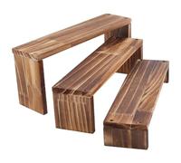 NBEADS 3-Tier Wood Display Risers, Wooden Tiered Riser Display Stands Perfume Organizer Stand for Cupcakes, Jewelry, Craft Displays Tabletop Exhibits, BurlyWood