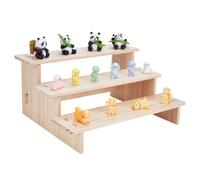 NBEADS 3-Tier Wooden Display Riser Shelf, Tabletop Small Food Stand Wooden Display Riser Stand Wood Display Stand for Perfume Cosmetics Figure Collection, Blanched Almond, 29.7x24x13.9cm