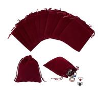 NBEADS 30 Pcs 12x10cm Velvet Drawstring Bags, Rectangle Gift Pouches, Jewelry Storage Bags Candy Bags Jewelry Pouches for Party Wedding Christmas Favors (Dark Red)