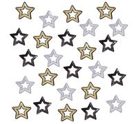 NBEADS 30 Pcs 3 Styles Hollow Star Sew on Patches, Mixed Color Polyester Sequins Patches Iron on Star Patches for Backpacks, Jeans Repair, Theater Costume Design