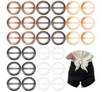 NBEADS 30 Pcs Round Silk Scarves Clip, 5 Colors T Shirt Clip Resin Scarves Waist Buckles Clothes Corner Knotted Button for Clothing Neckerchief Shawl