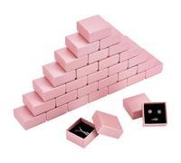 NBEADS 30 Pcs Square Cardboard Jewelry Boxes, 2.2x2.04x1.18 Inch Diamond Pattern Small Jewelry Boxes Pink Ring Earring Packing Boxes for Festival Jewelry Display Present Packing