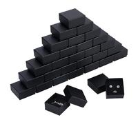 NBEADS 30 Pcs Square Cardboard Jewelry Boxes, 2.2x2.04x1.18 Inch Diamond Pattern Small Jewelry Boxes Black Ring Earring Packing Boxes for Festival Jewelry Display Present Packing