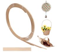NBEADS 30m Bamboo Strips, 5mm Wide Flat Wicker Rattan Weaving Materials for Basket Making Webbing Furniture Weaving DIY Crafts