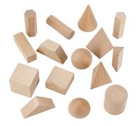 NBEADS 30pcs 3D Shapes Geometric Solids, Wooden Craft Blocks Cylinders Wooden Geometric Shapes Math Learning Geometry Manipulatives for, Mixed Size