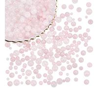 NBEADS 320 Pcs 4 Styles Natural Rose Quartz Beads, 4mm/6mm/8mm/10mm Round Pink Stone Beads Strands Loose Gemstone Beads for Bracelet Necklace Jewelry Making, Hole: 1mm