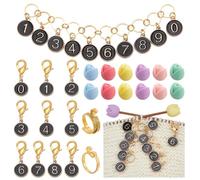 NBEADS 33 Pcs Knitting Accessories Kit, Including Black Knitting Row Counter Chains 0-9 Number Stitch Markers 6 Colors Silicone Knitting Needle Stoppers Yarn Guide Finger Ring for Knitting Project