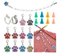 NBEADS 33 Pcs Knitting Accessories Kit, Including Dog Paw Print Stitch Marker 0-9 Number Row Counter Chains Needle Stoppers Yarn Guide Finger Holder for DIY Knitting Weaving Sewing