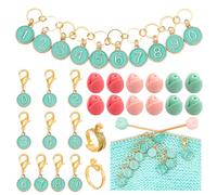 NBEADS 33 Pcs Knitting Accessories Kit, Including Sea Green Knitting Row Counter Chains 0-9 Number Stitch Markers 3 Colors Silicone Knitting Needle Stoppers Yarn Guide Finger Ring for Knitting Project