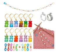 NBEADS 35 Pcs Knitting Accessories Kit, Including 12pcs Resin Bear Stitch Marker 0-9 Number Row Counter Chains 2pcs Yarn Guide Finger Holder 20pcs Eyeglass Chain Ends for DIY Knitting Weaving Craft