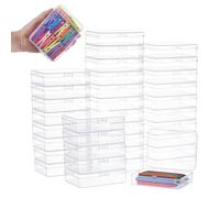 NBEADS 36 Pcs Mini Plastic Storage Containers, 11.2 x 8.65cm Clear Plastic Rectangle Box with Lid for Crayon Beads Craft and Other Small Items