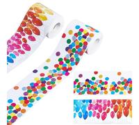 NBEADS 36m 2 Styles Bulletin Board Borders, 7.7cm Rainbow Balloons Straight Rolled Border Trim Decoration Borders for School Offices Walls Desks Windows Doors Lockers
