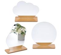 NBEADS 3Pcs 3 Styles Aesthetic Vanity Mirror Frameless, Acrylic Mirror with Wood Stand Frameless Makeup Mirror for Bedroom,Living Room and Minimal Spaces Room Decor