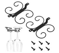 NBEADS 3Sets Under Cabinet Wine Glass Holder, 9 Inch Iron Stemware Rack Goblet Storage Hanger with 2 Screws Black Metal Glass Organizer for Kitchen Bar RV, 17.2x16.2x2.6cm
