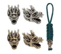 NBEADS 4 Pcs 2 Colors paracorda Bracelet Beads, Dragon Head European Brass Large Hole Spacer Beads for Jewelry EDC String Pendant Parachute String Tool