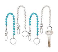 NBEADS 4 Pcs 2 Style Beaded Key Keeper, 10.4 Inch Women's Beaded Strap Chain Finder Organizer Turquoise Beads Key Chain Holder with Alloy Lobster Claw Clasps and Iron Clasps for Wallet Purse Handbag