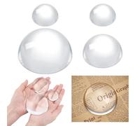 NBEADS 4 Pcs 3 Sizes Glass Paperweight Reading Magnifying, Crystal Dome Magnifier Paperweights Optical Half Ball Lens for Paper Pocket Hand Photography Decoration