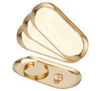 NBEADS 4 Pcs 304 Stainless Steel Jewelry Tray, 17.5cm Gold Vanity Tray Clutter Serving Platter Decor for Jewelry Display Small Ring Towel Dish Decorative Organizer, Oval