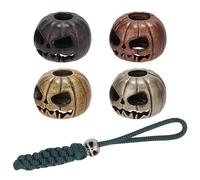 NBEADS 4 Pcs 4 Colors Brass Pumpkin Skull Paracord Beads, Lanyard Cord Beads Tibetan Style Metal Paracord Beads Large Hole Beads Pendant Accessories for Jewelry Making EDC DIY Accessories Parts