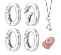NBEADS 4 Pcs 925 Sterling Silver Spring Gate Rings, Oval Spring Clasp Spring Snap Ring Connectors Carabiner for Necklace Bracelet Jewelry Making, 10x7x2mm