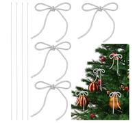 NBEADS 4 Pcs Bow Christmas Tree Ornament, Sparkling Rhinestone Bowknot with Iron Wire Silver Xmas Hanging Pendants for Family Home Holiday Party Decor, 12-13cm