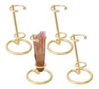 NBEADS 4 Pcs Crystal Wand Display Stand, Rock Display Stands Iron Arms Display Stand Display Easel Holder for Small Gemstones Crystal Mineral Agate, 6.2x10cm, Golden