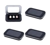 NBEADS 4 Pcs Gemstone Display Box, 8x5x1.1cm Rectangle Jewelry Storage Box with Visible Window Lid Bare Stone Box for Gemstone, Jewelry, Crystal Diamond Accessories Display, Black