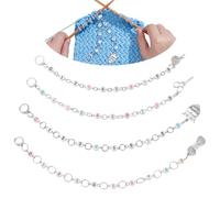 NBEADS 4 Pcs Knit-Themed Knitting Row Counter Chains, 0-9 Number Beads Row Counter Chains Accessories with Iron Linking Ring for Sewing Knitting Crochet Tracking Project Progress
