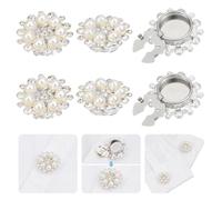 NBEADS 4 Pcs Rhinestone Button Covers, Sleeve Buttons Cover Imitation Pearl Rhinestone Button for Women Blouses Men Shirts Clothes DIY Decoration, Platinum, 2.8cm