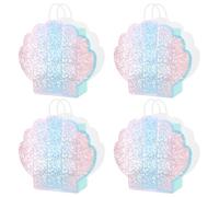 NBEADS 4 Pcs Seashell Party Favor Bag, 8x21cm Holographic Paper Packing Bags with Handle Beach Wedding Pouch for Undersea Theme Party Picnic Decoration Supplies, Pale Turquoise