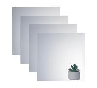 NBEADS 4 Pcs Two Way Mirror Glass, 30x30cm Acrylic Infinity See Through Mirror Sheet for Makeup DIY Magic Project Art Display, Square, Silver