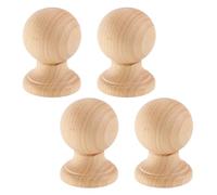 NBEADS 4 Pcs Unfinished Wood Finials, Solid Roman Style Round Ball Finials for DIY Furniture Crafts, 6.8x4.9cm/2.68x1.93Inch Wooden Decorative Knob