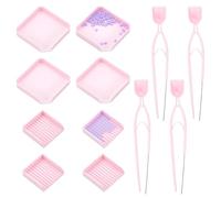 NBEADS 4 Sets Fuse Beads Picking Tray Kit, 3D Printed Bead Sorting Tray with Tweezers Effortless Bean Recovery for Arts and Crafts Experienced Enthusiasts, Pink