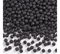 NBEADS 4 Strands About 376 Pcs Natural Lava Rock Beads, 4mm Round Stone Beads Loose Gemstone Spacer Beads Crystal Beads for DIY Craft Bracelet Necklace Jewelry Making