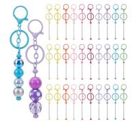 NBEADS 40 Pcs 10 Colors Beadable Keychain Bars, Bulk Blank Bead Keychains Colorful DIY Keychain Making Supplies with Lobster Claw Clasps for Crafts Jewelry Making Gift, 13.8cm
