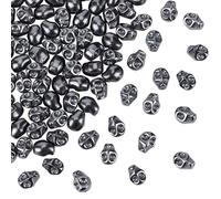 NBEADS 40 Pcs Black Skull Beads, 10x8mm Electroplated Hematite Skull Shape Loose Beads for Halloween Gothic Punk Jewelry Making