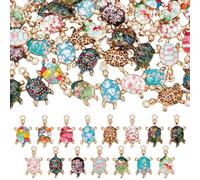 NBEADS 45Pcs 15 Colors Enamel Sea Ocean Life Turtle Charms, Alloy Enamel Tortoise Pendant Light Gold Cute Sea Animal Charms for Jewelry Making DIY Crafts